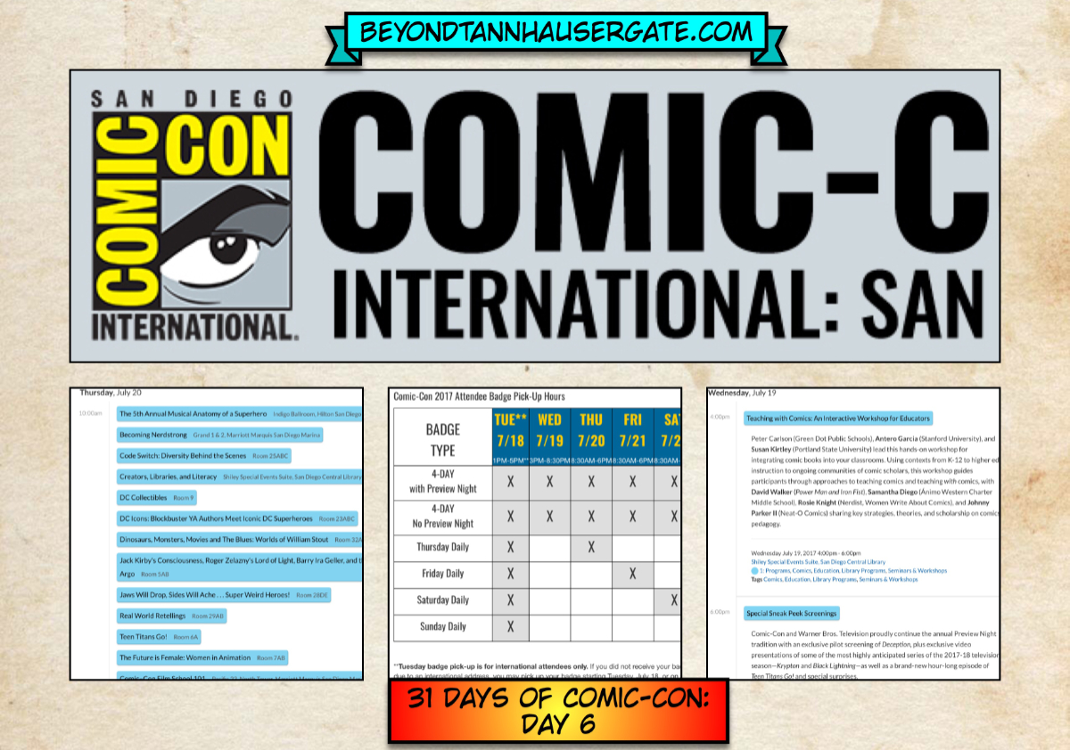 31 Days of ComicCon Schedules and Badges Beyond Tannhauser Gate